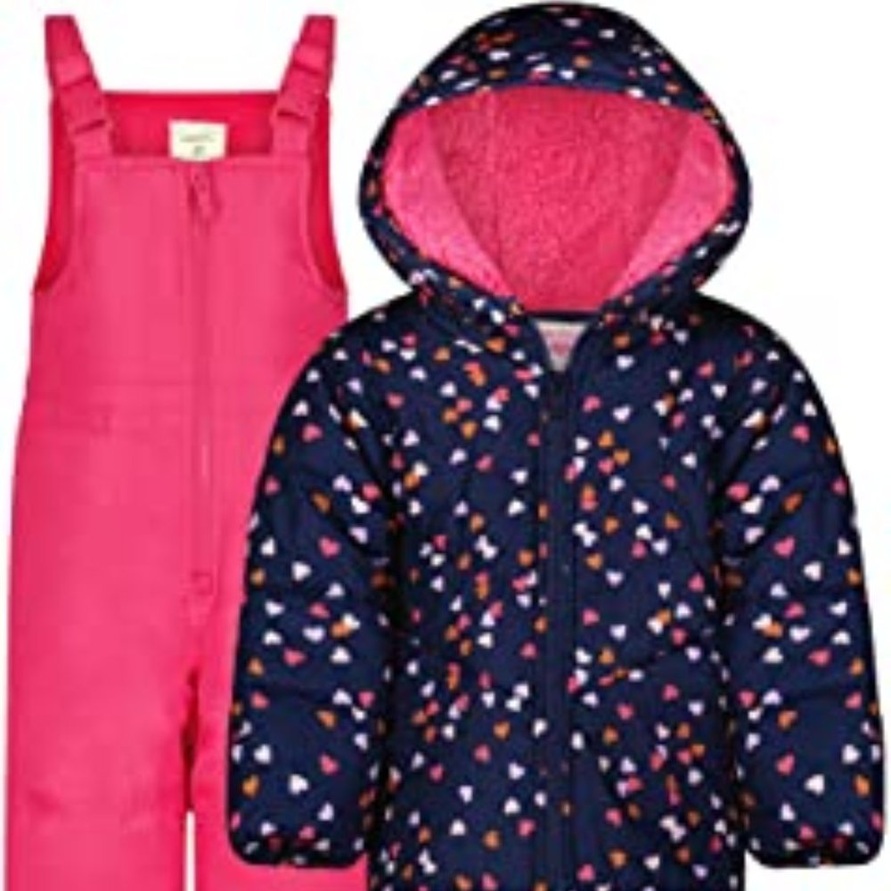 Carter's 2 piece snowsuit. Girls. Winter coat and  snow bib overalls. Size: 4